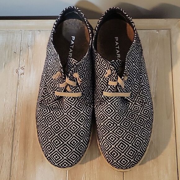 Patara Taj Black Nomad Geometric Lace Up Shoes Mens Size 8 - Picture 5 of 10